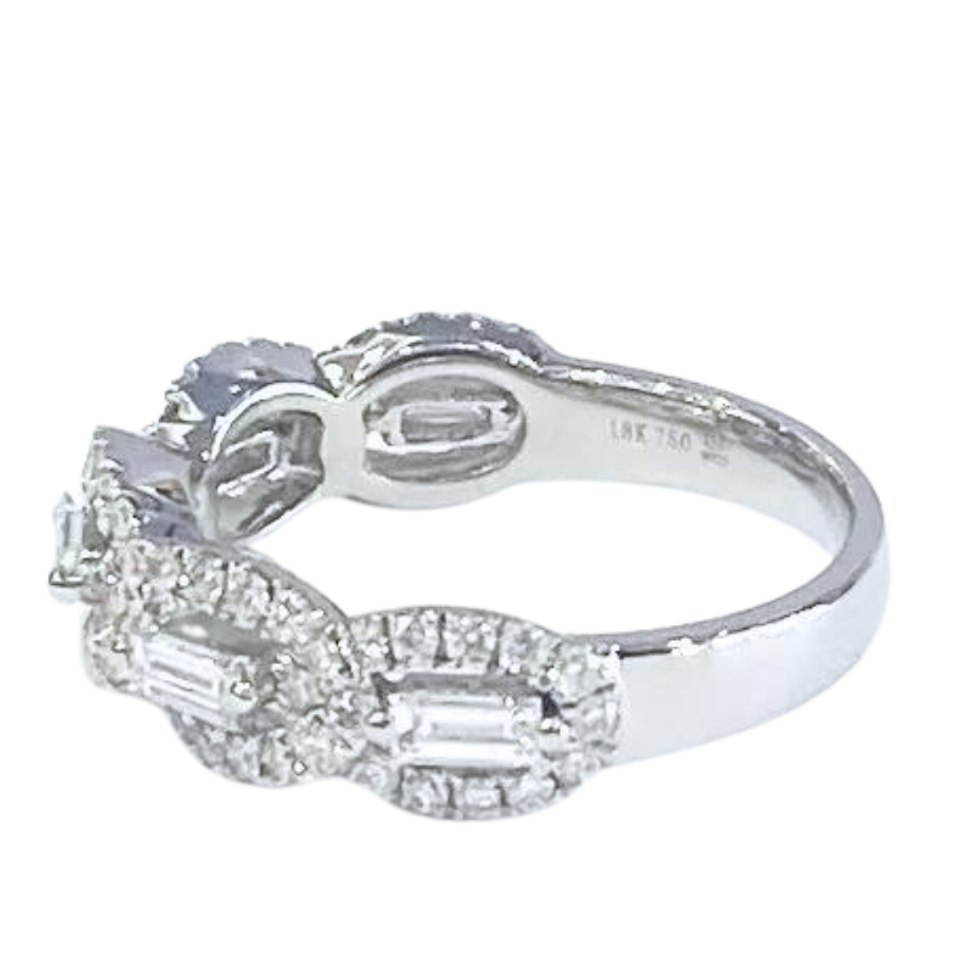 Diamond 18K White Gold Chain Link Ring 0.98 Carats
