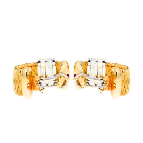 Roberto Coin Diamond & Mother of Pearl Mesh Gold Earrings
