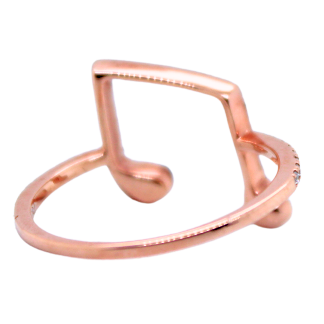 18k Rose Gold Music Note Diamond Ring