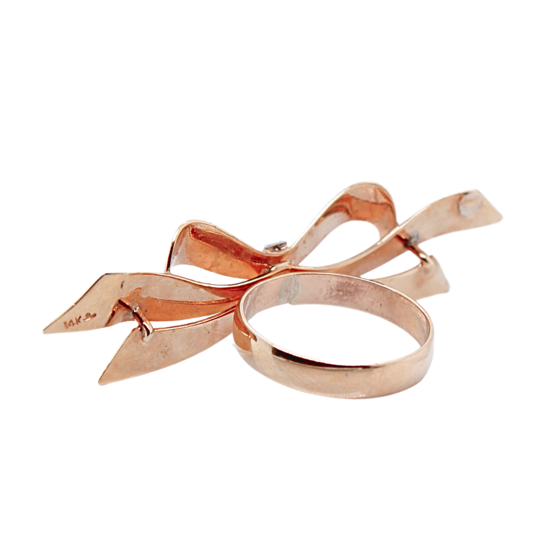 Vintage 14k Yellow Gold Bow Ring