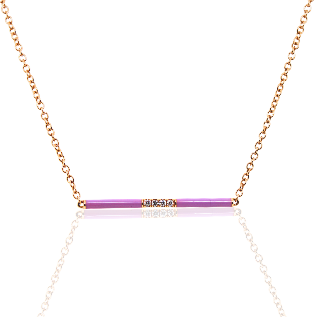 18k White Gold Yellow Gold Enamel Diamond Necklace
