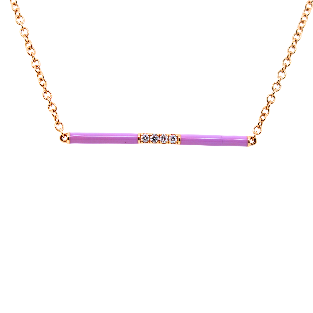 18k White Gold Yellow Gold Enamel Diamond Necklace