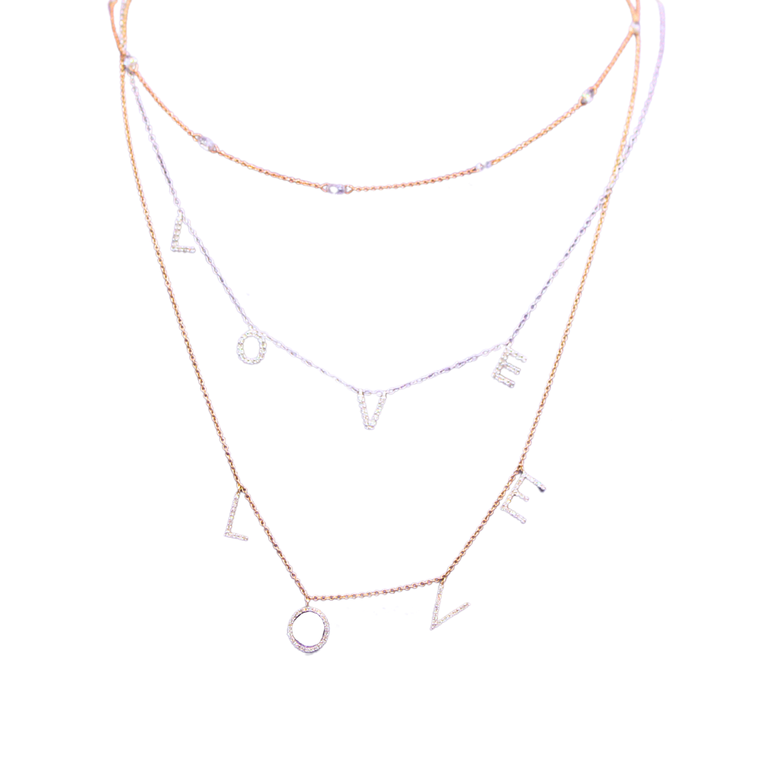 14k White Gold LOVE Necklace