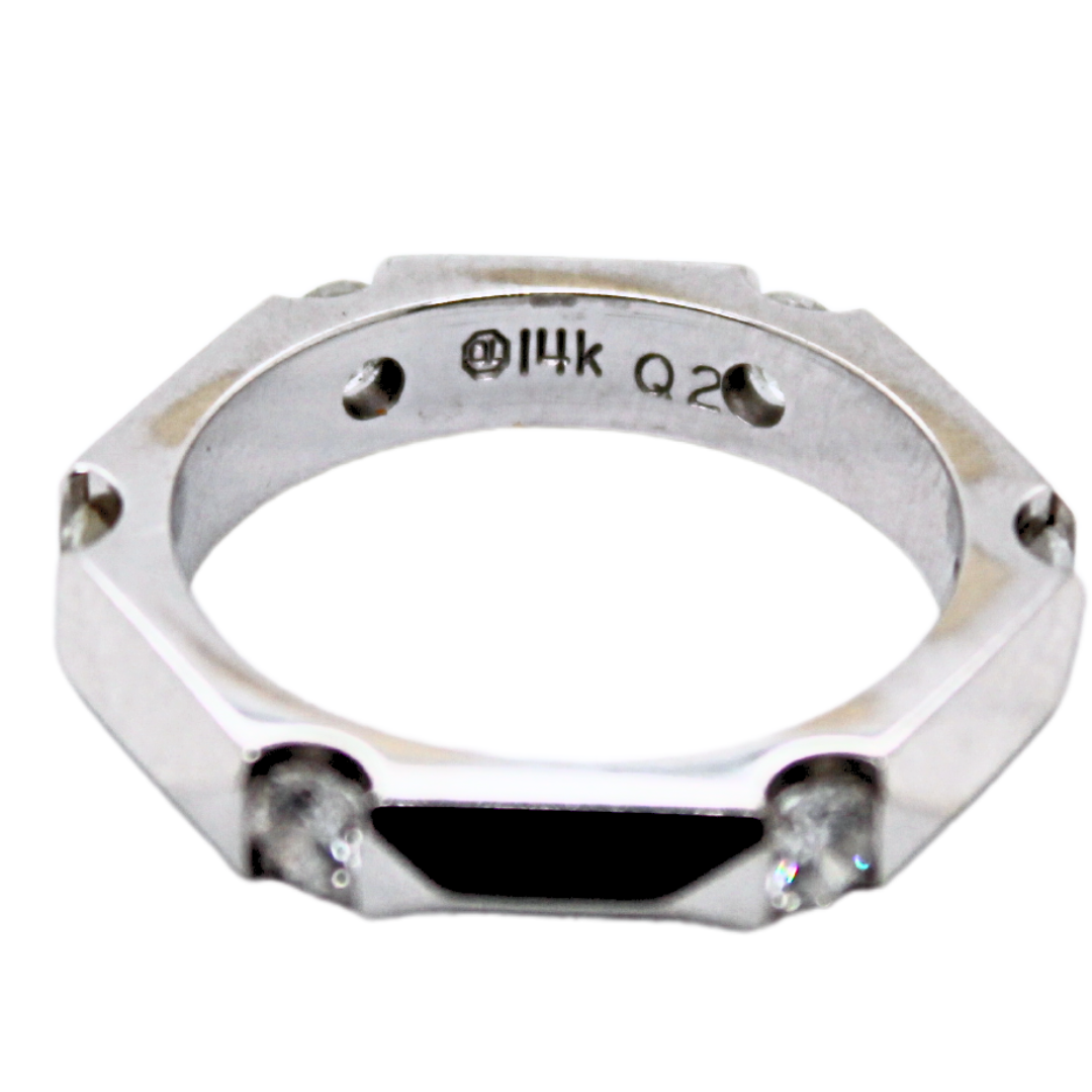 14K White Gold Octagon Diamond Ring 0.20 Carats