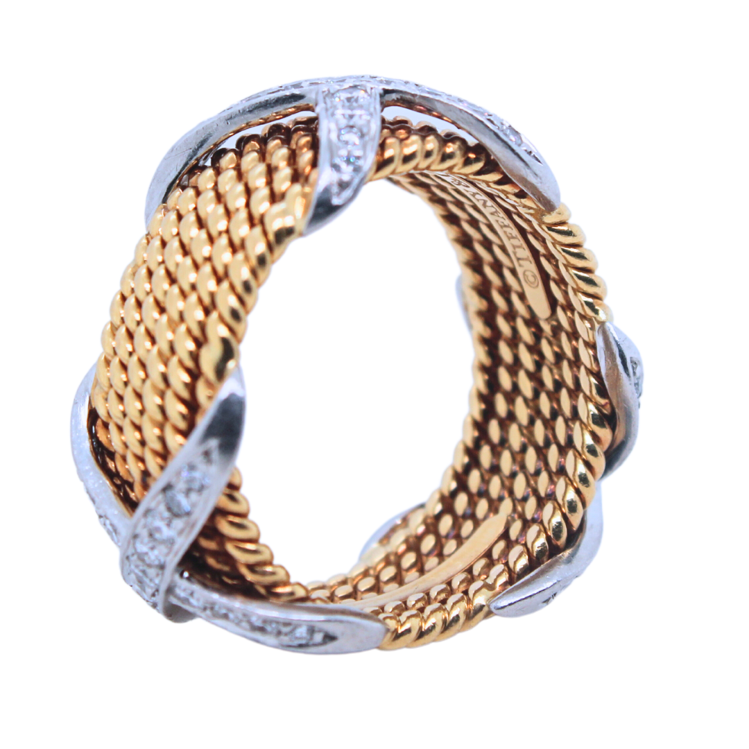 Tiffany & Co Schlumberger 18KY/Plat 6 Row Ring