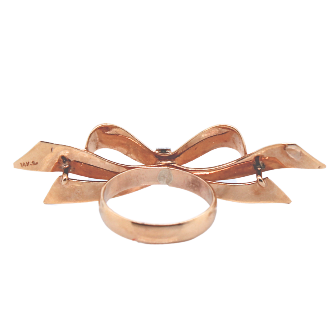 Vintage 14k Yellow Gold Bow Ring