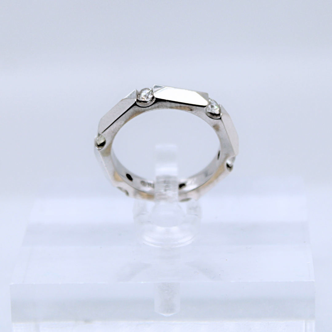 14K White Gold Octagon Diamond Ring 0.20 Carats