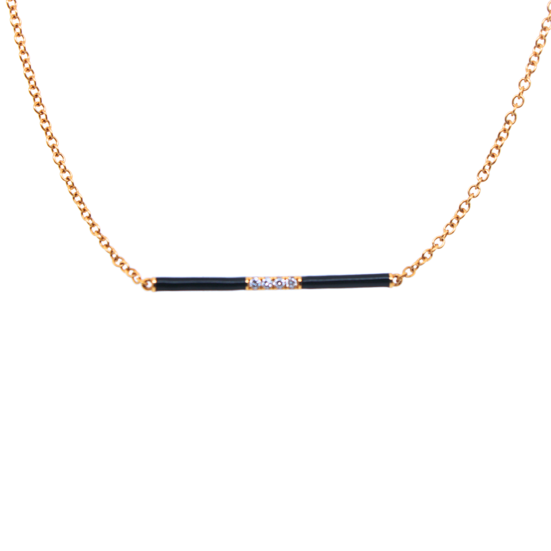 18k White Gold Yellow Gold Enamel Diamond Necklace
