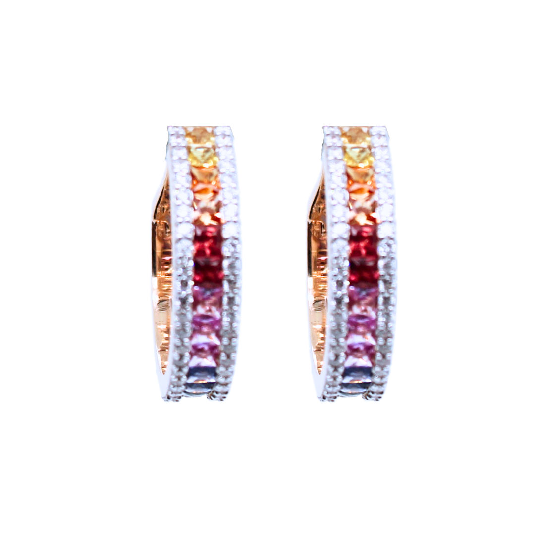 14k Rose Gold Small Rainbow Hoop Earrings