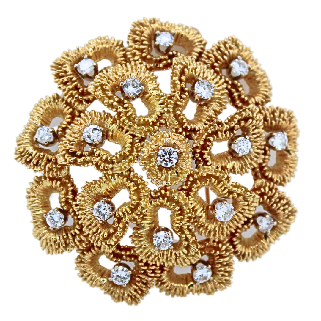 18k Yellow Gold Urchin Pin 1.00Cts