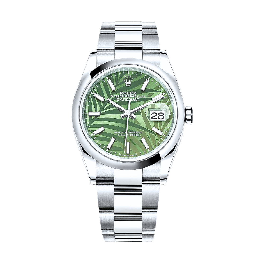 Rolex Datejust Palm Motif Dial Oyster Steel 36mm