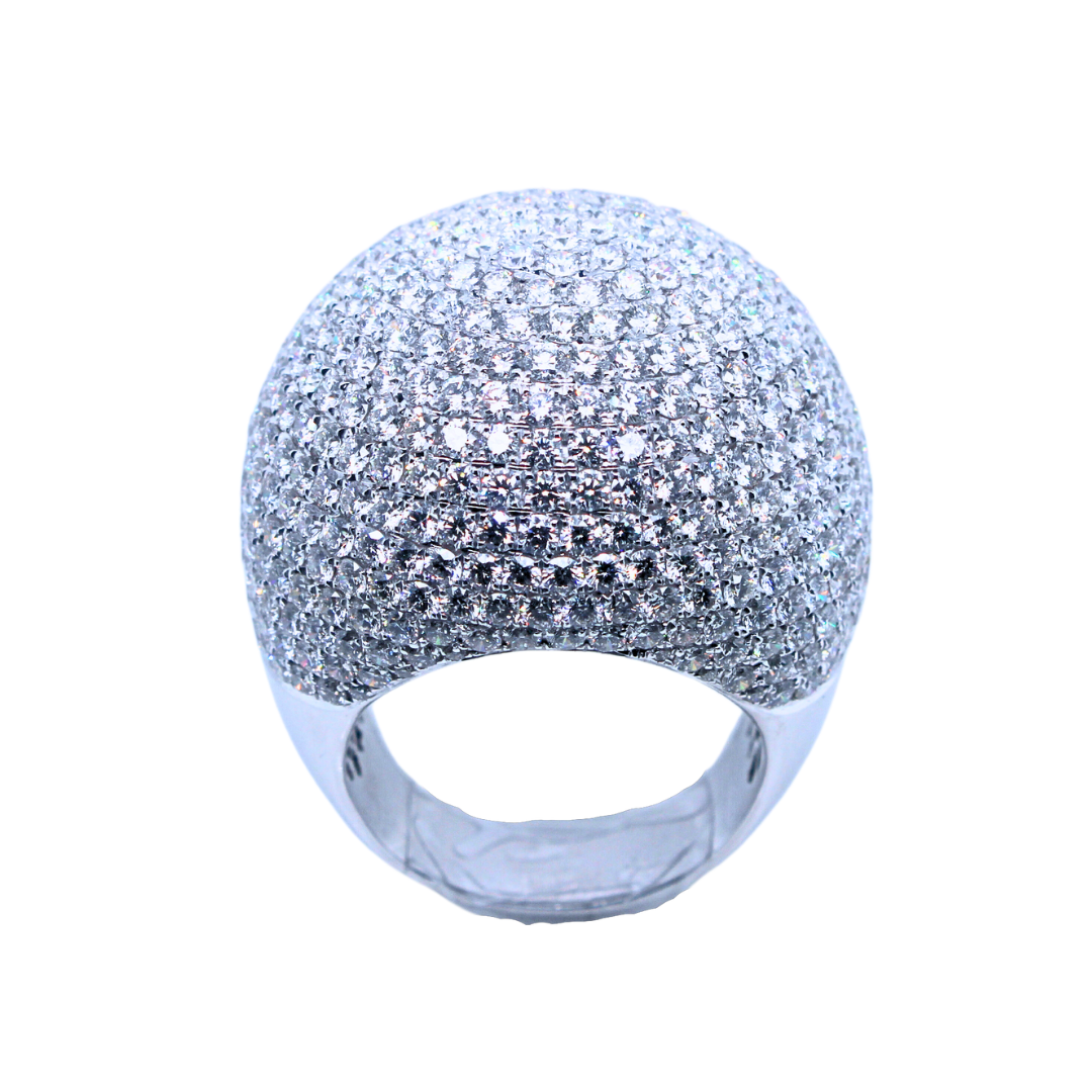 18k White Gold Oversized Dome Diamond Ring