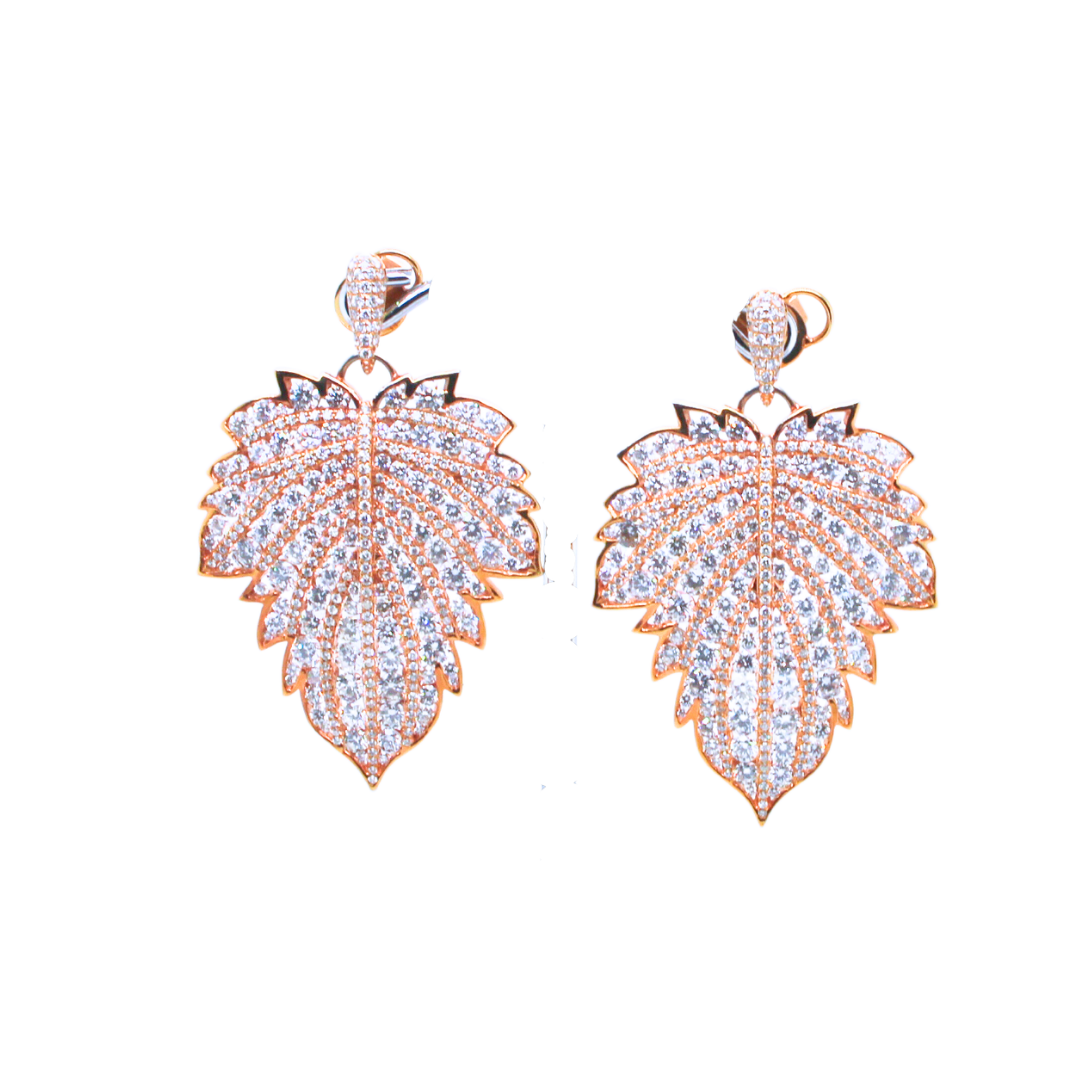 18K Rose Gold DIAMOND MAPLE LEAF EARRINGS