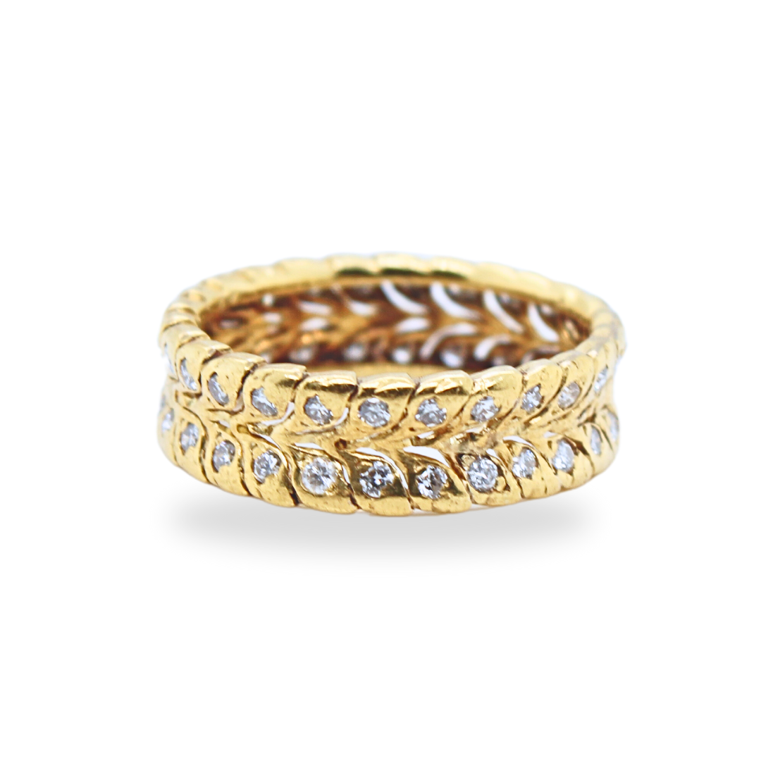 18k YELLOW GOLD vintage MARIO BUCCELLATI LEAF BAND WITH DIAMOND