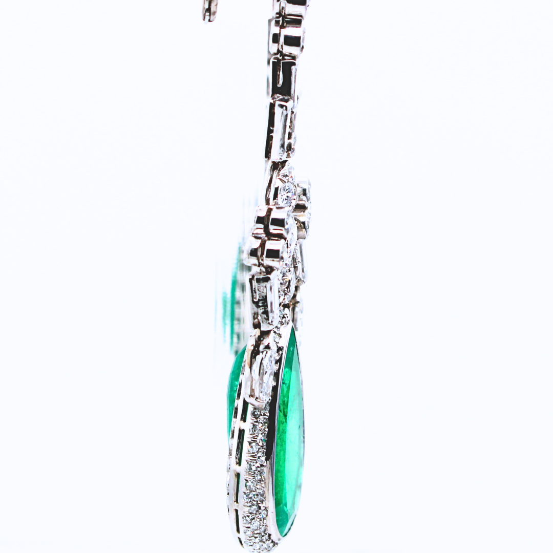 Platinum Emerald and Diamond Earrings 37CTW with AGL