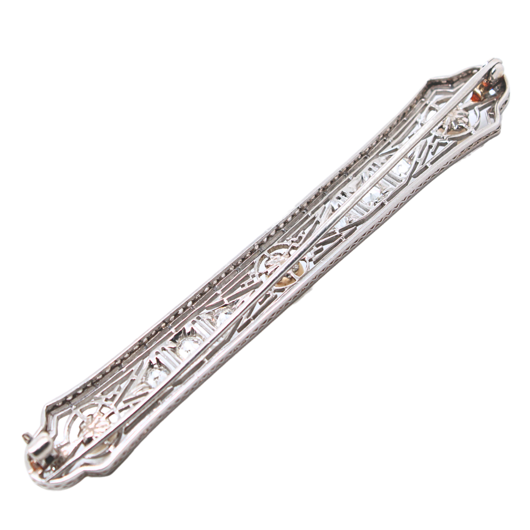 Platinum Edwardian Diamond and Pearl Pin 0.90CTW