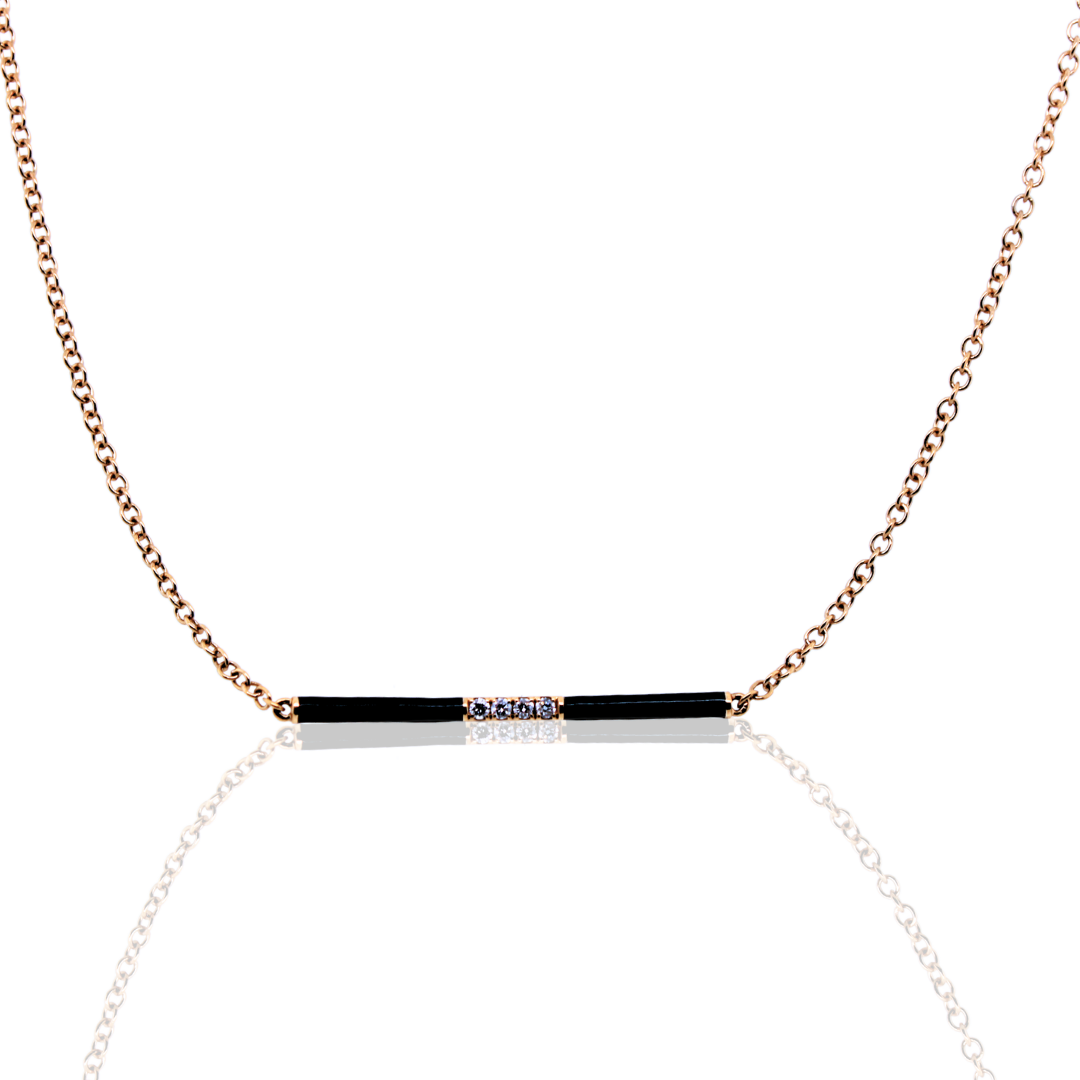 18k White Gold Yellow Gold Enamel Diamond Necklace