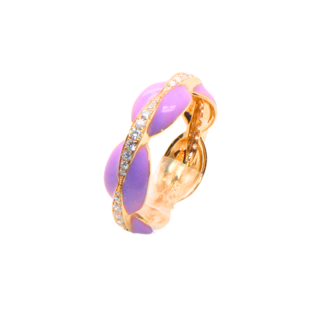 18K Yellow Gold- Violet Enamel Ring
