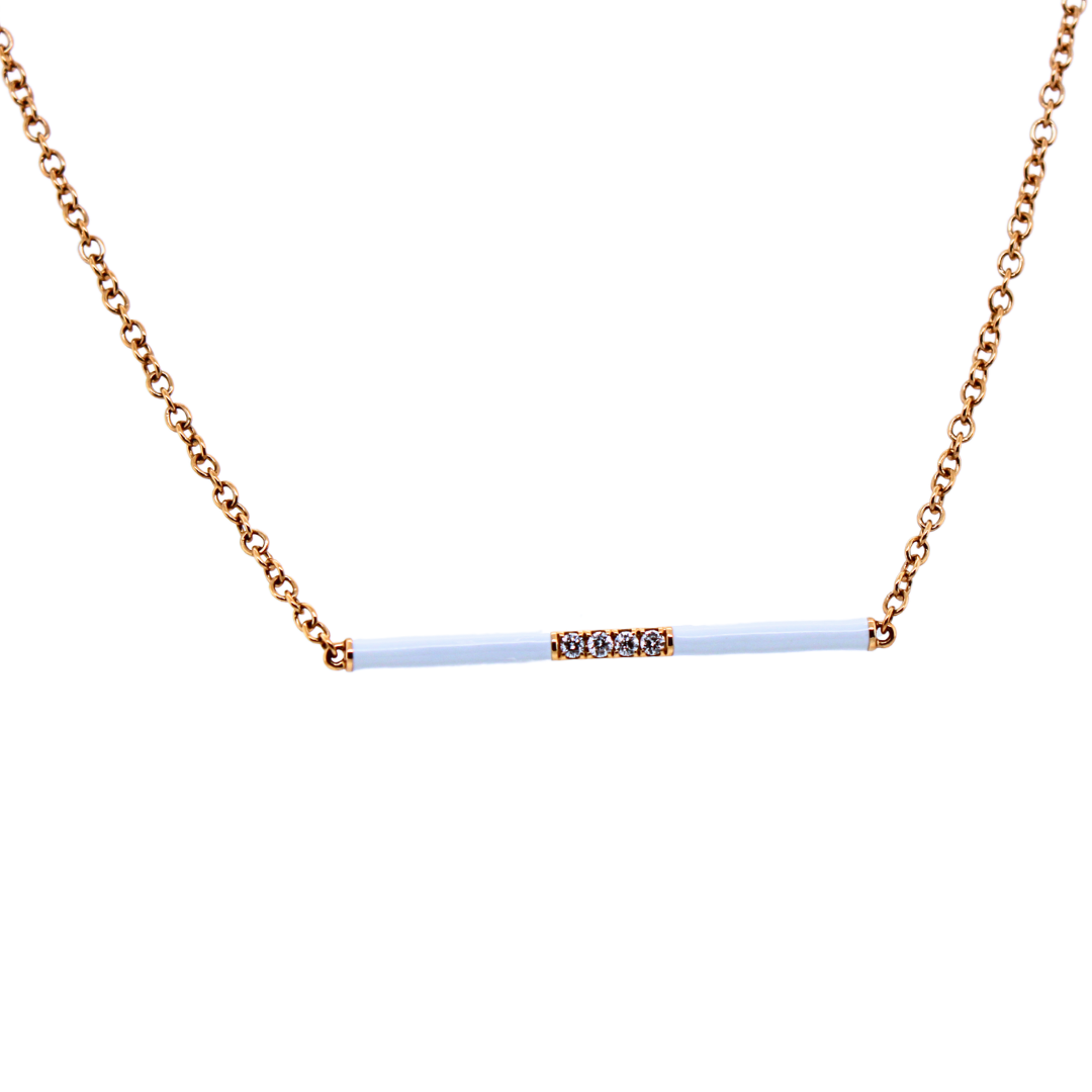 18k White Gold Yellow Gold Enamel Diamond Necklace