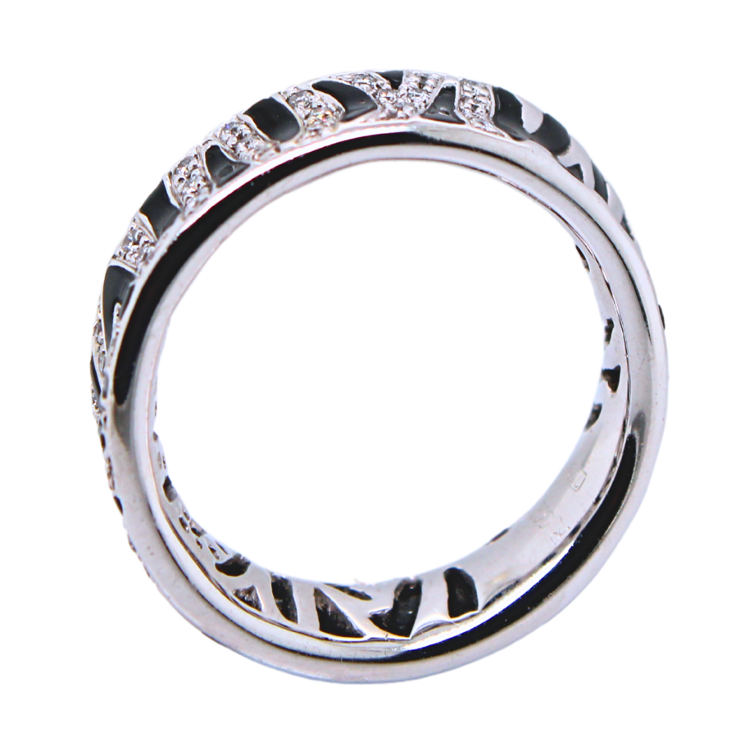Roberto Coin 18K White Gold, Diamonds & Black Onyx Zebra Ring