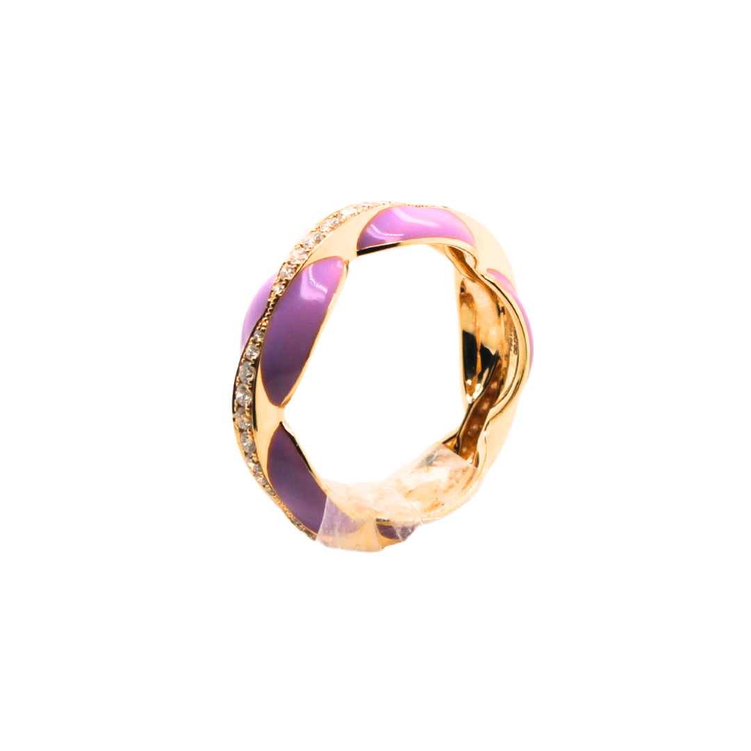 18K Yellow Gold- Violet Enamel Ring