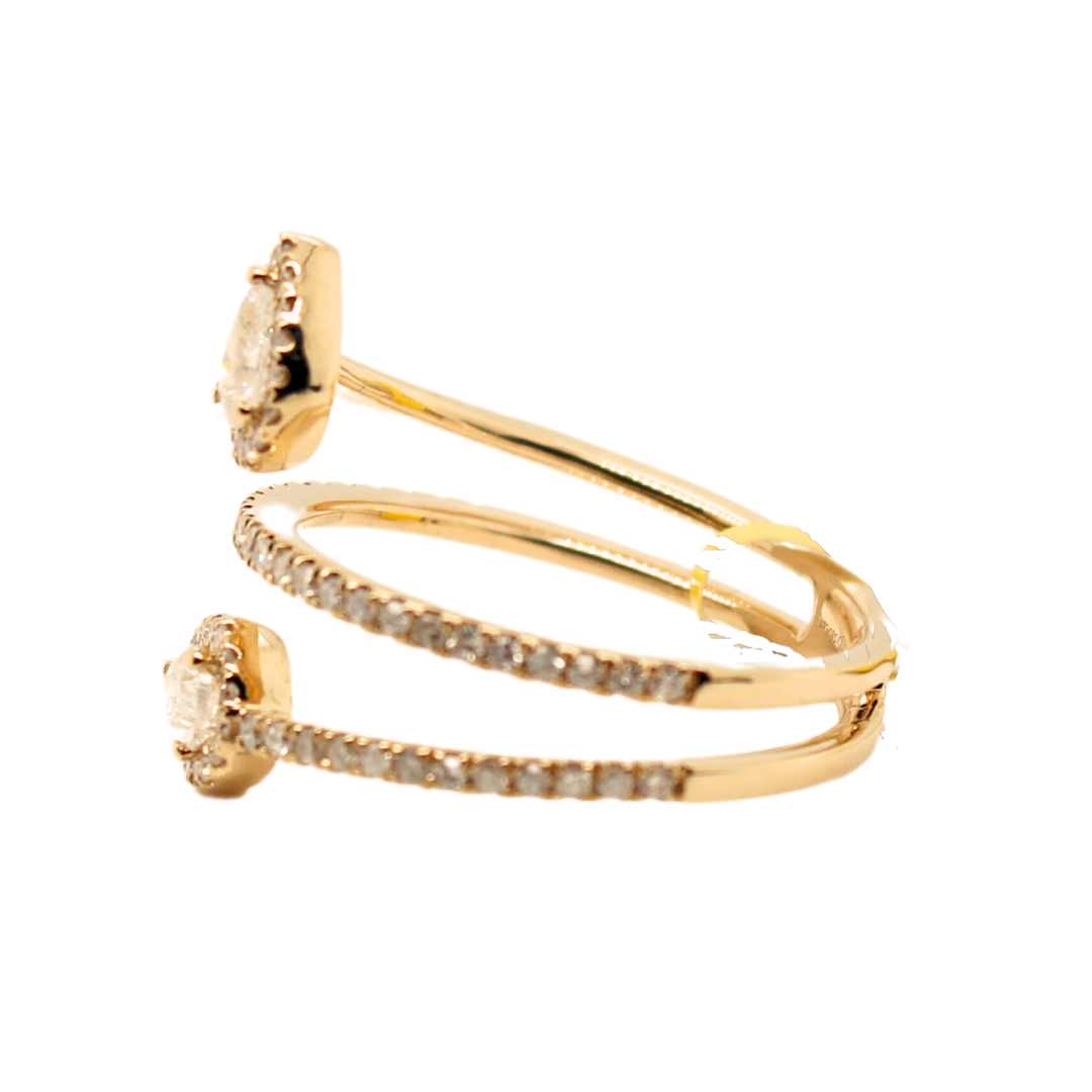14k Yellow Gold 2 Pear Diamond Ring 0.78Cts