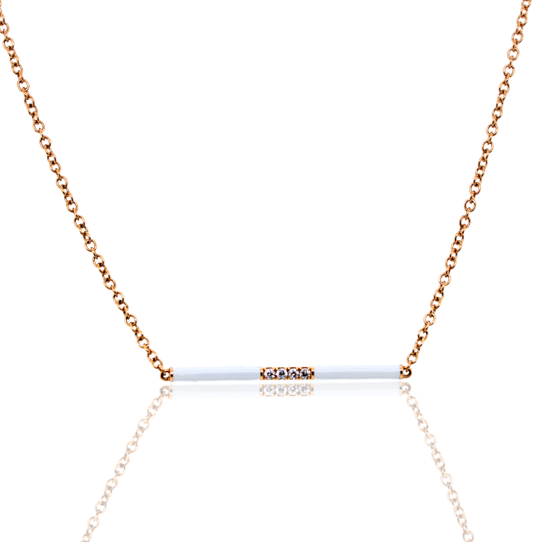 18k White Gold Yellow Gold Enamel Diamond Necklace