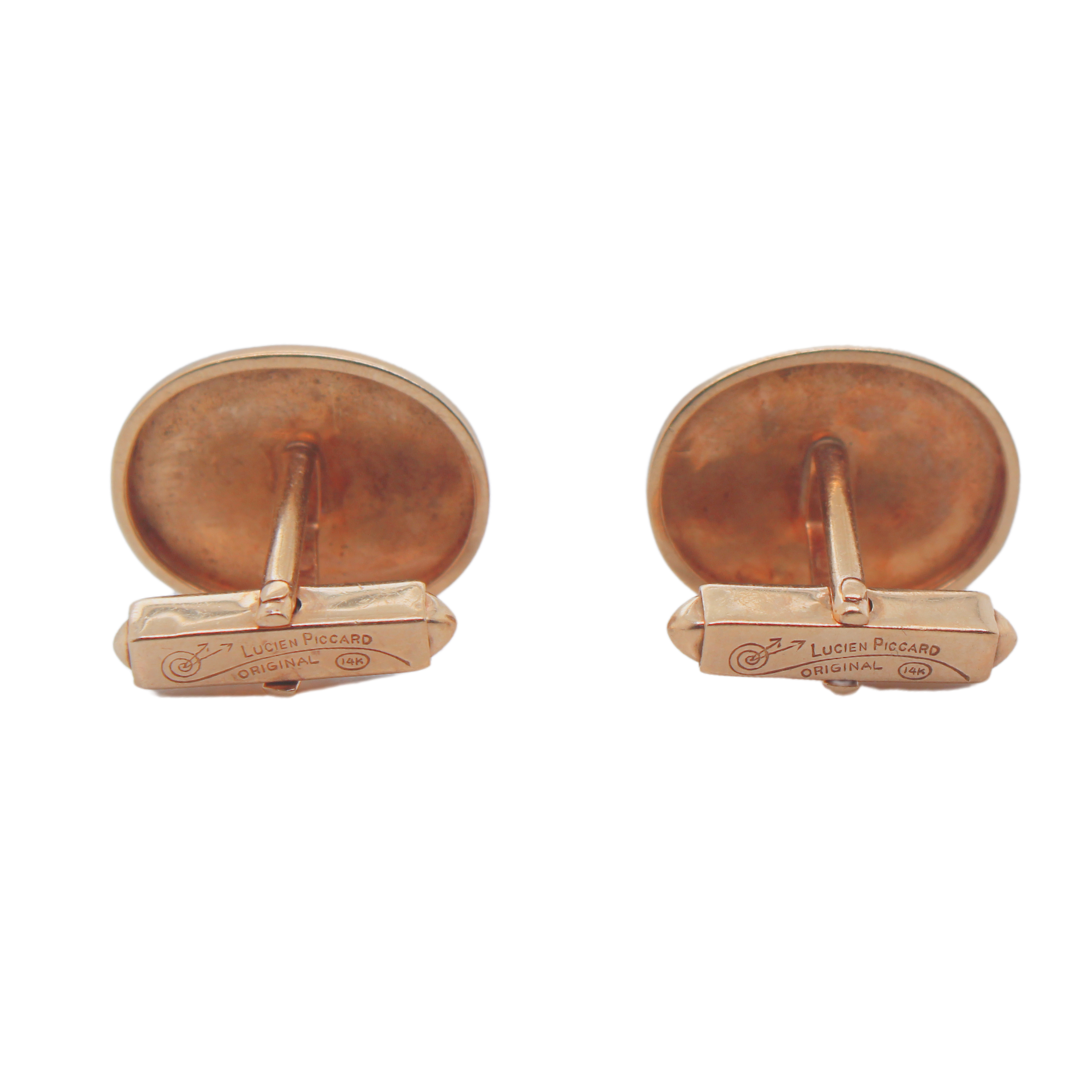 Beautiful Authentic Lucien Piccard Oval 14K Yellow Gold Custom name Cufflinks 9.85g