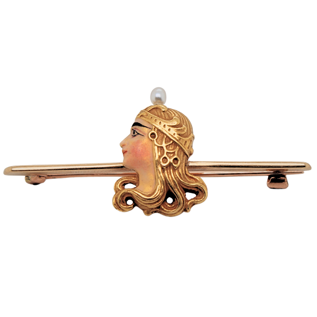 Vintage 14k Yellow Gold Enamel Pin 3.42Grams