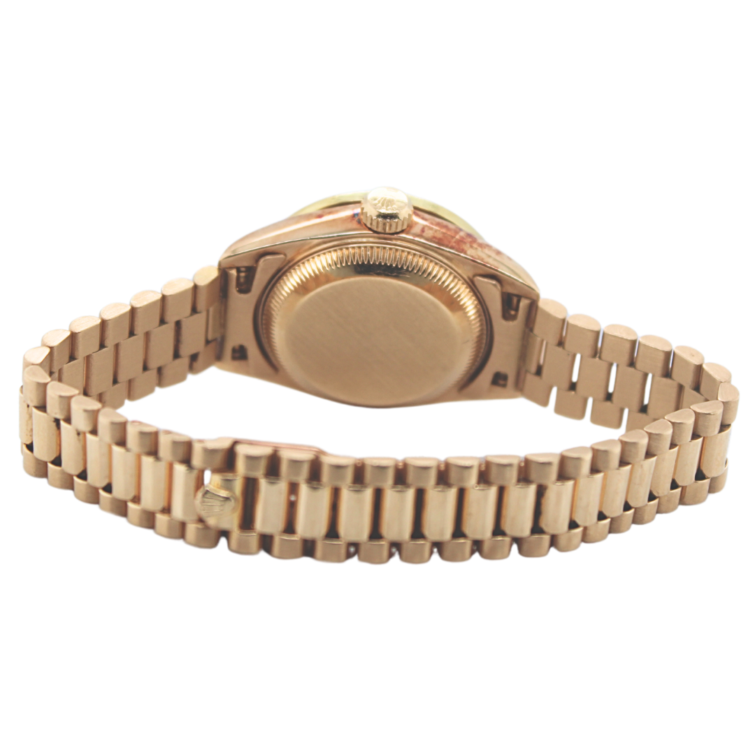 18k Yellow Gold Rolex Oyster Perpetual- DateJust Ladies watch 26mm with after market dial and diamond