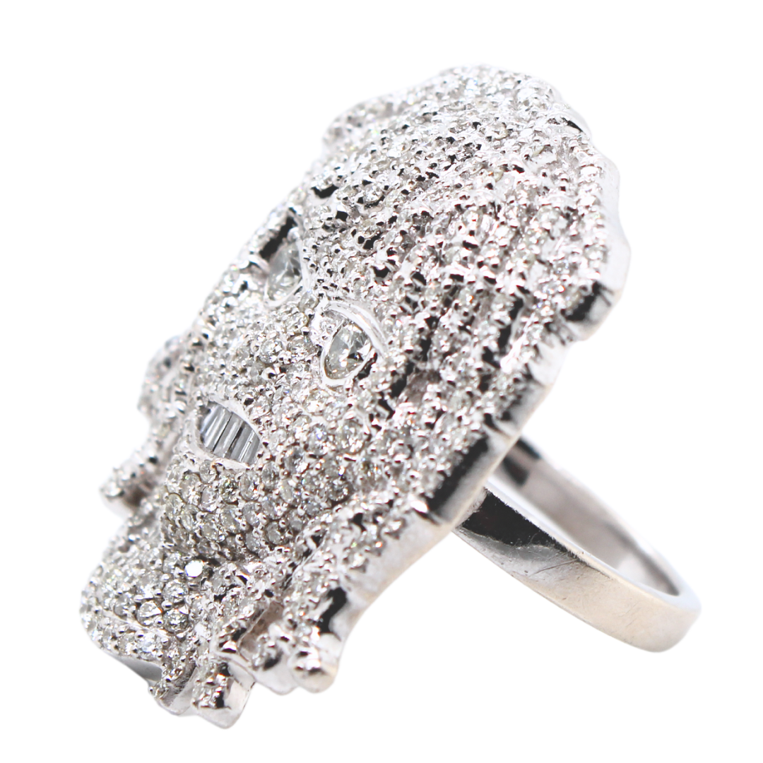Lil Pump Ice Box 14 K White Gold Diamond Face Ring 5.00 Carats