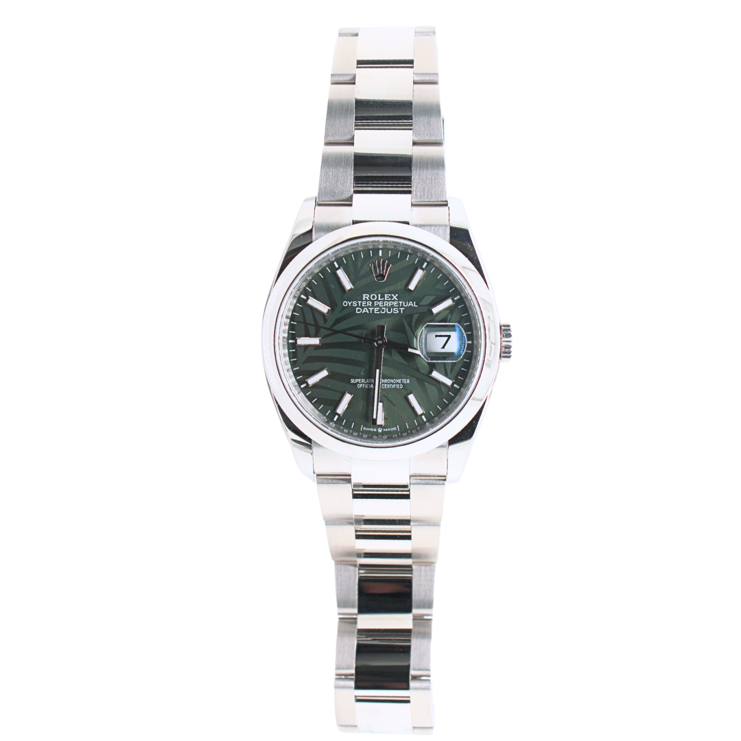 Rolex Datejust Palm Motif Dial Oyster Steel 36mm
