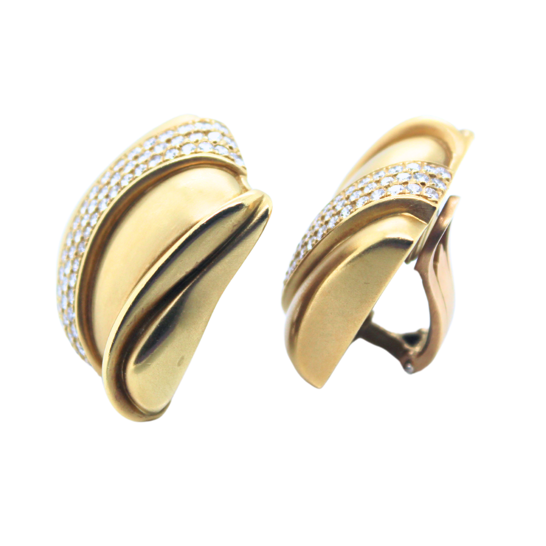 18k Yellow Gold And Diamond Earrings By Kieselstein-Cord 1.65 Carats
