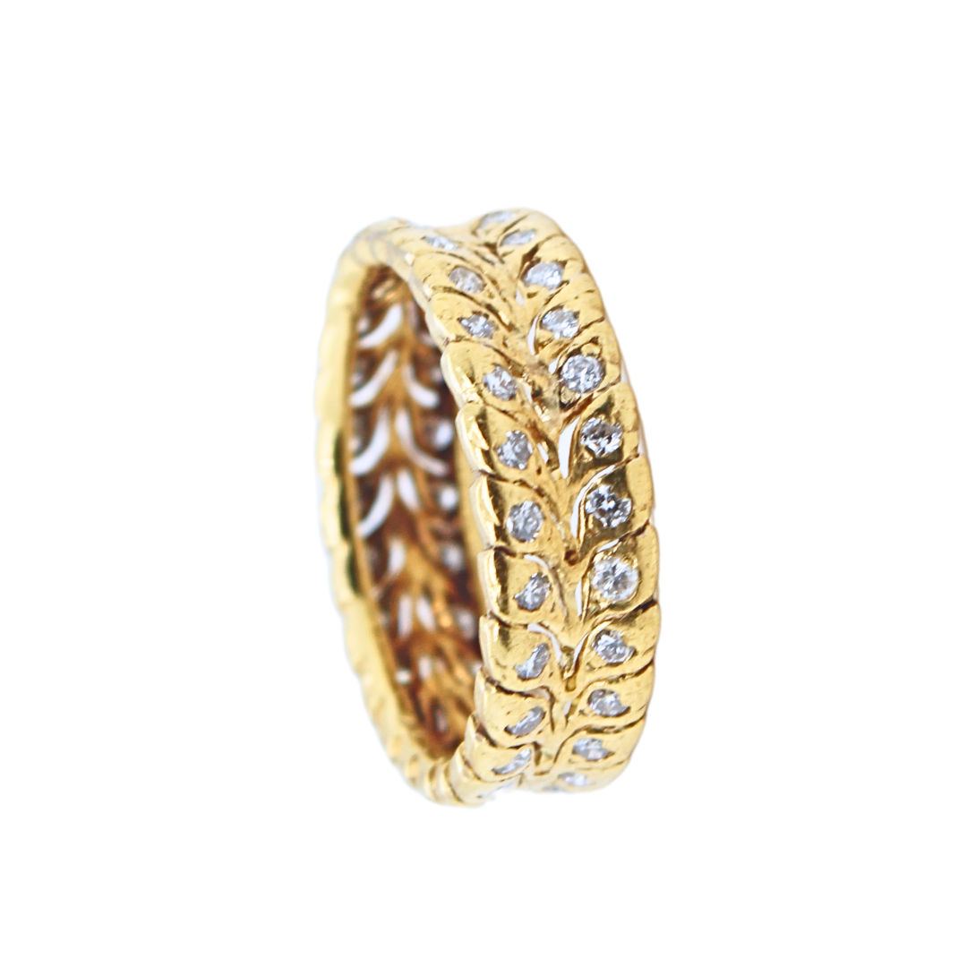 18k YELLOW GOLD vintage MARIO BUCCELLATI LEAF BAND WITH DIAMOND