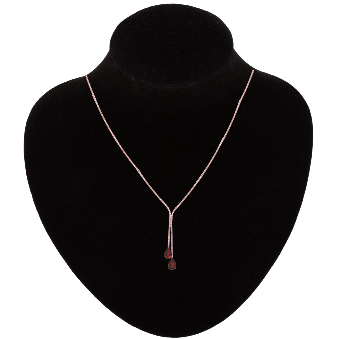 14k Rose Gold Garnet Diamond Necklace 2.25Cts