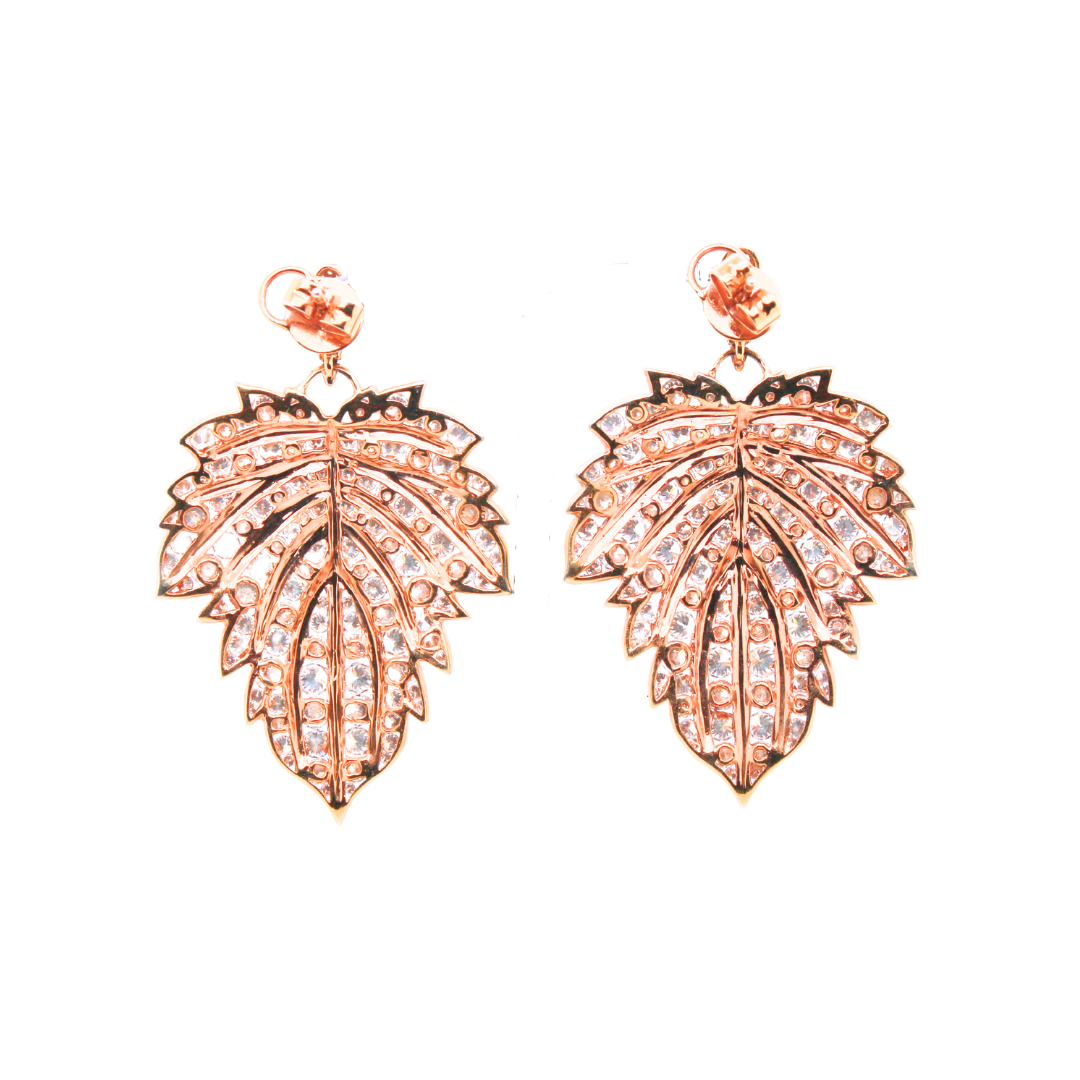 18K Rose Gold DIAMOND MAPLE LEAF EARRINGS