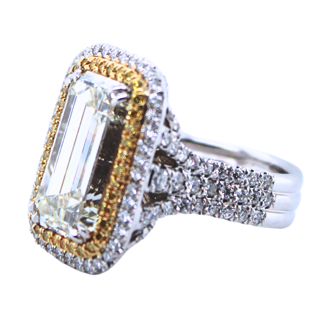18k White Yellow Gold Emerald Cut Diamond Ring 10.02Cts w/ EGL