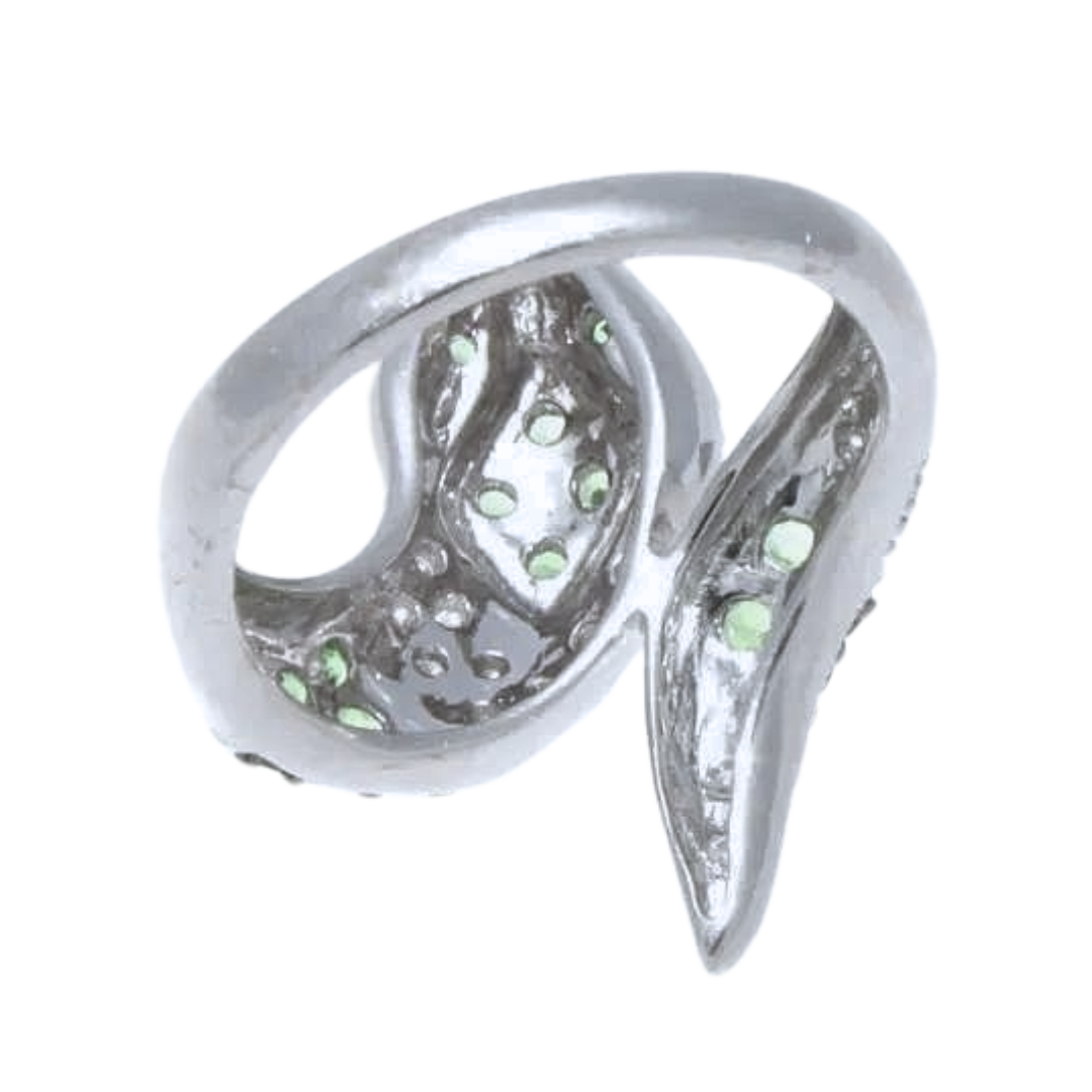 14k White Gold, Diamond & Tsavorite Snake Serpant Ring 0.75 cts.