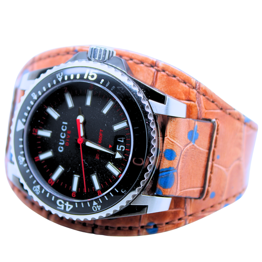 Gucci Dive Watch with After Market Leather Strap 40mm