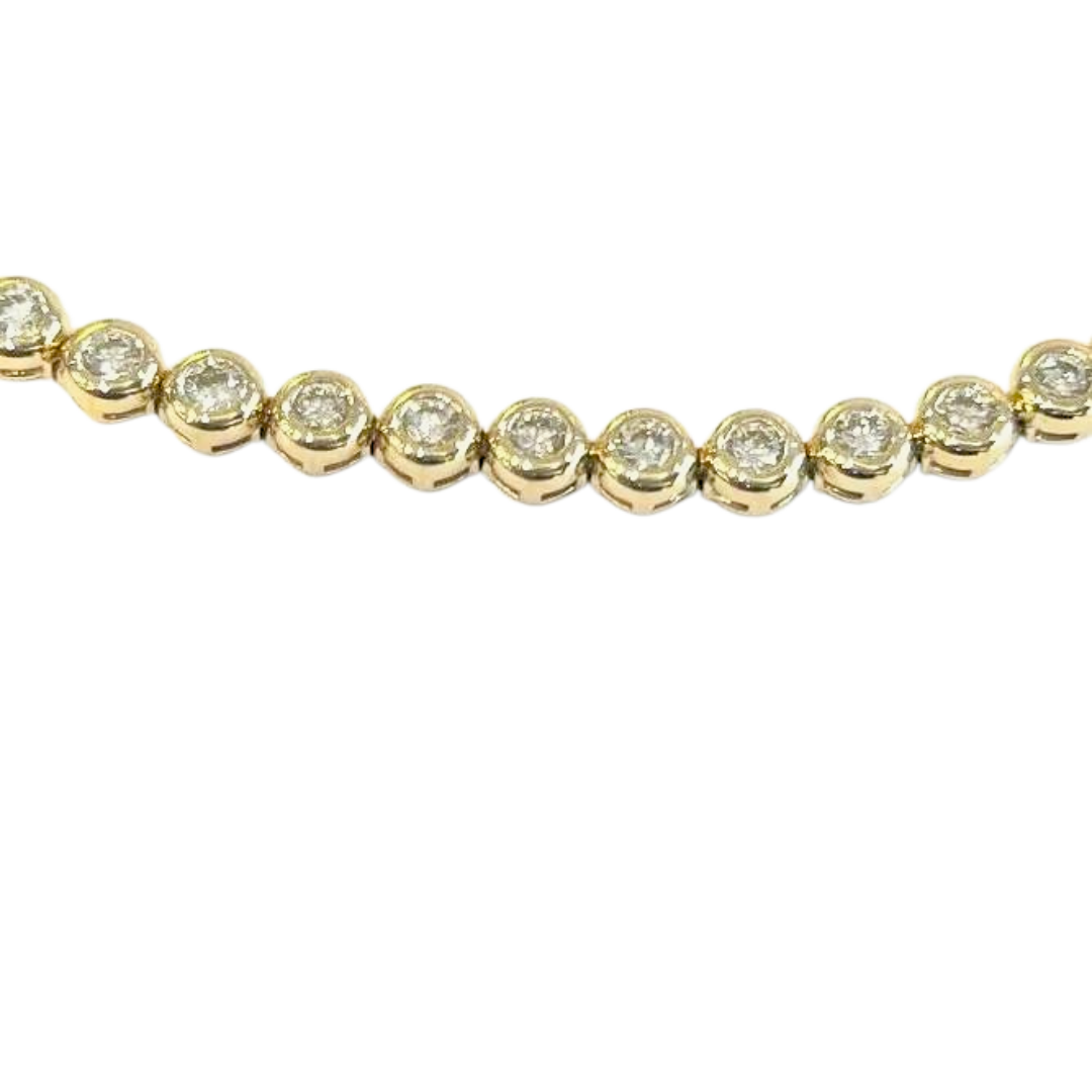 14K Yellow Gold Diamond Bezel Set Tennis Bracelet 1.75-1.95 Carats