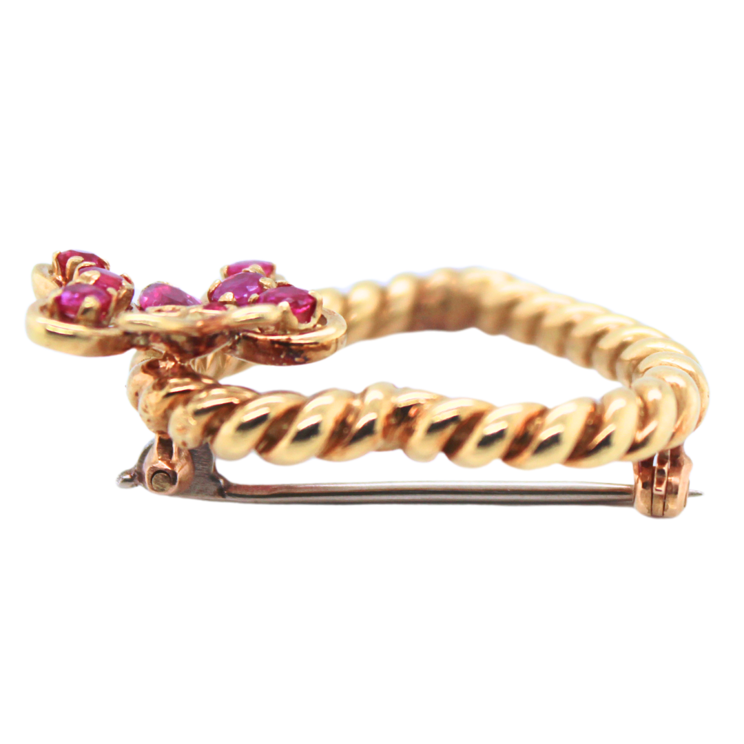 VINTAGE 18K YELLOW GOLD TIFFANY & CO. HEART RUBY BROOCH