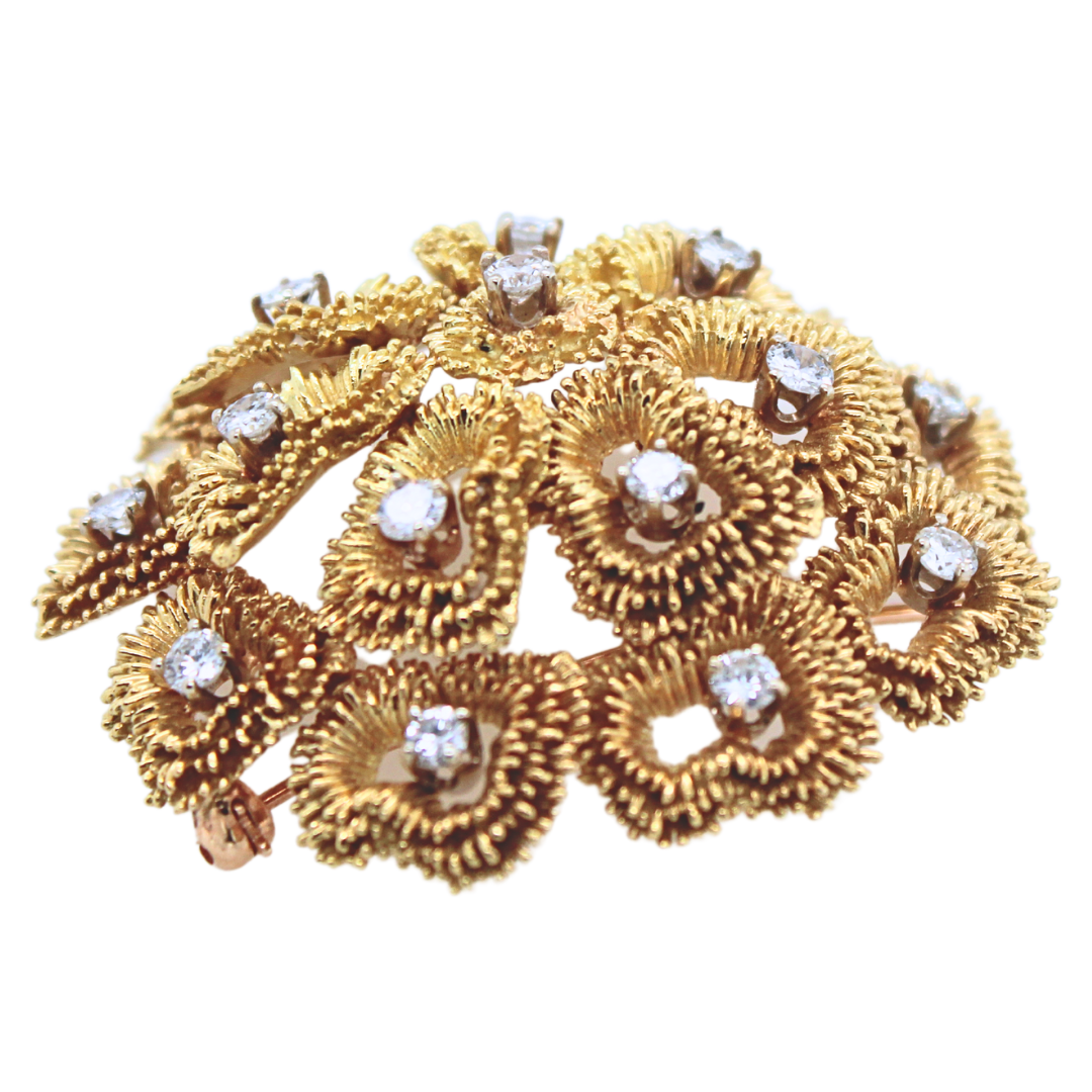 18k Yellow Gold Urchin Pin 1.00Cts