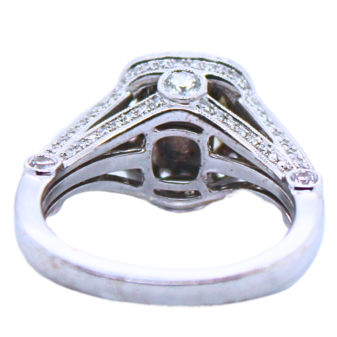 18k White Gold Yellow Diamond and Round Diamond Ring 1.84CTW