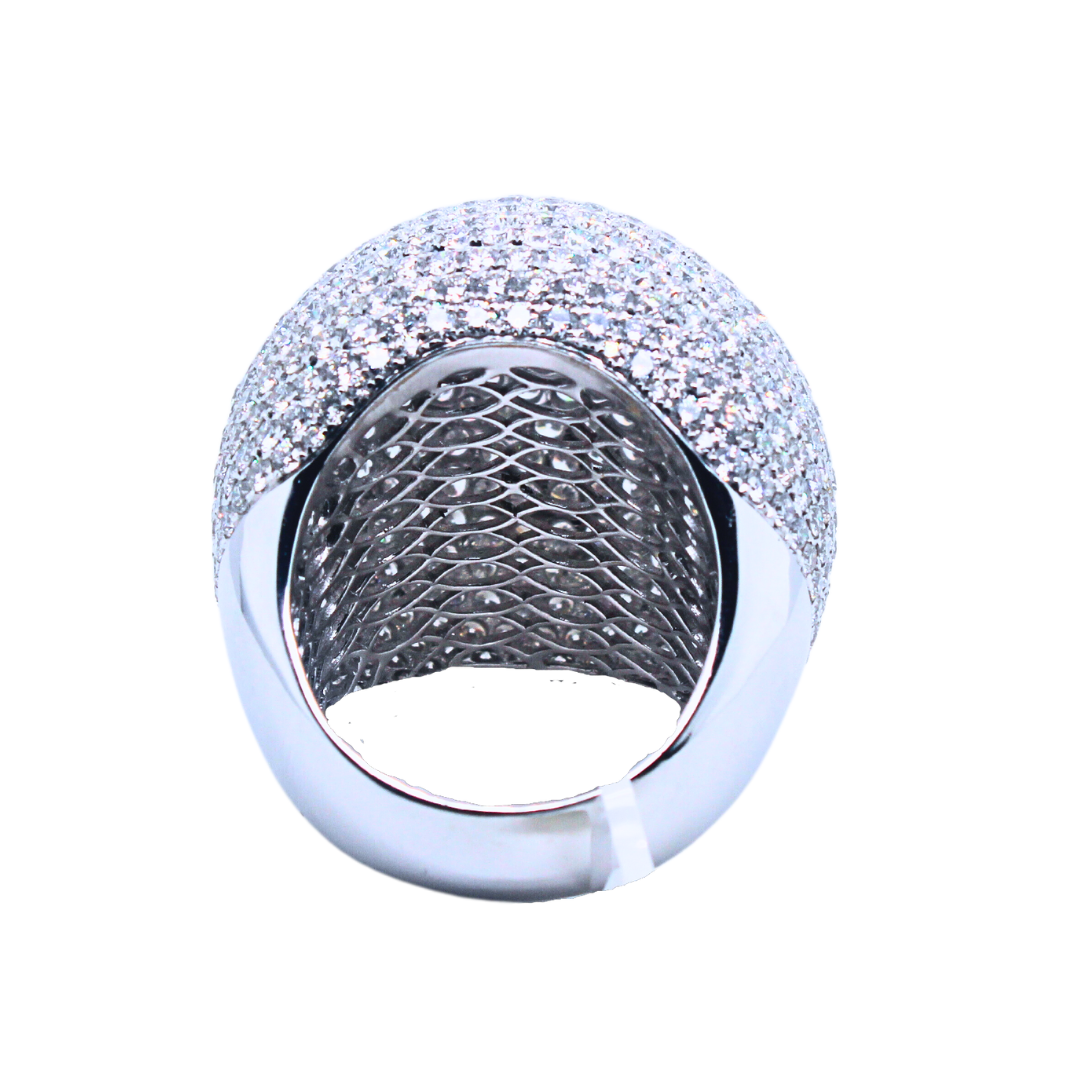 18k White Gold Oversized Dome Diamond Ring