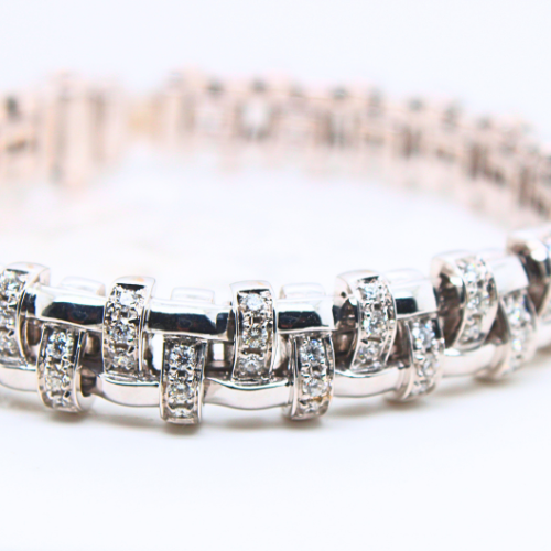 Tiffany & Co 18k Gold Diamond Basket Weave Bracelet