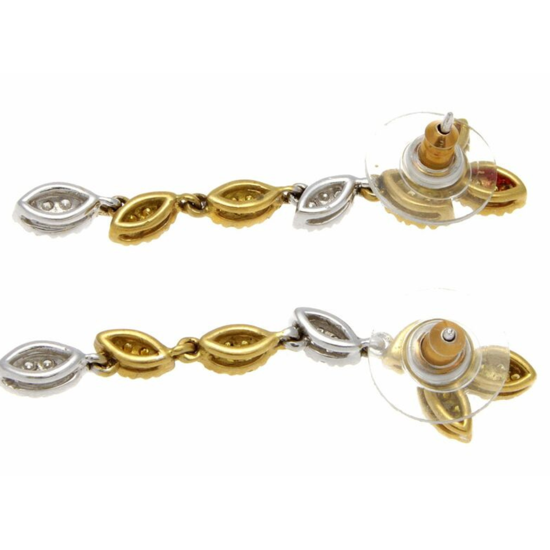 14K GOLD DIAMOND Drop Leaf NECKLACE Earrings Set 15.5' 11.4 grams