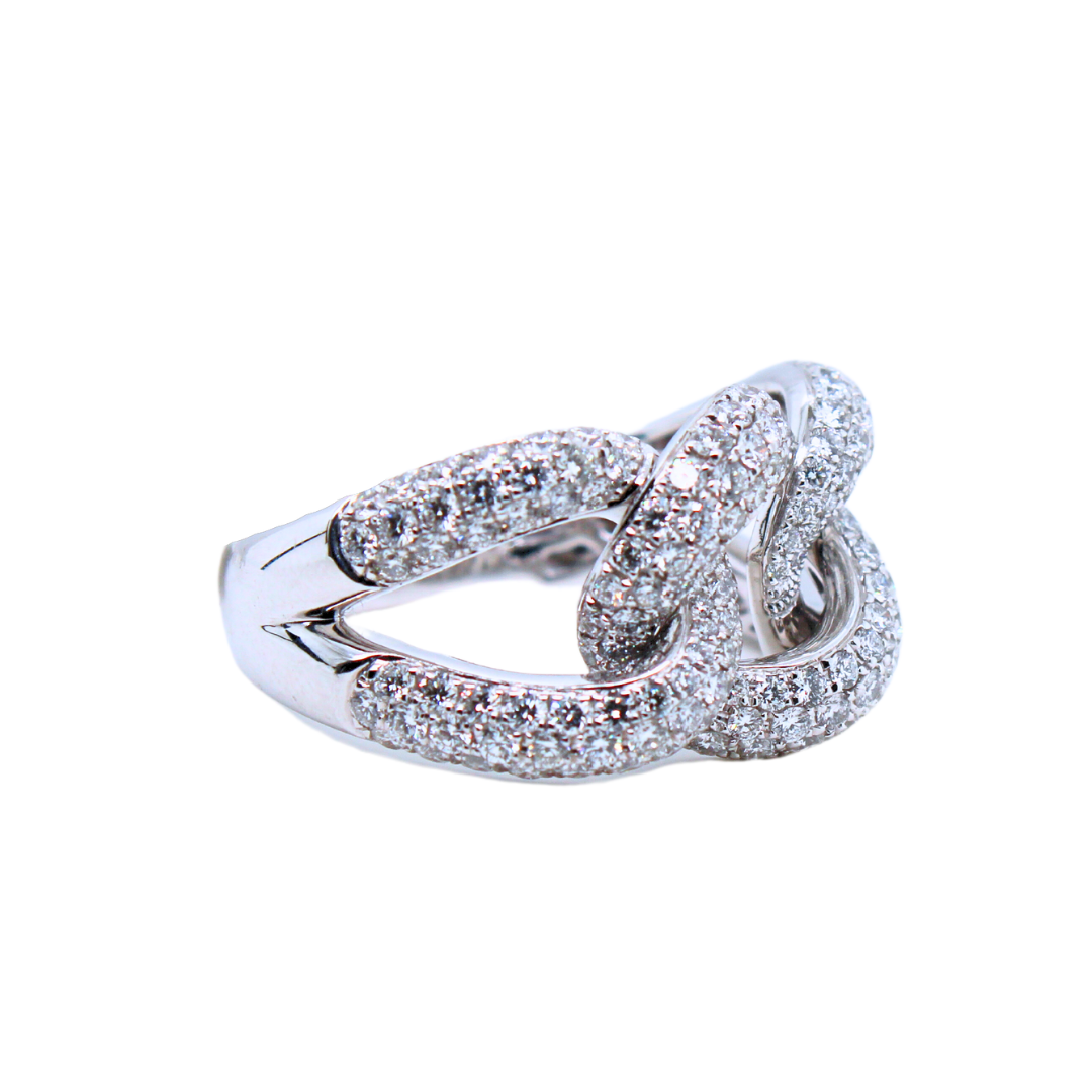 18K WHITE GOLD CUBAN LINK RING