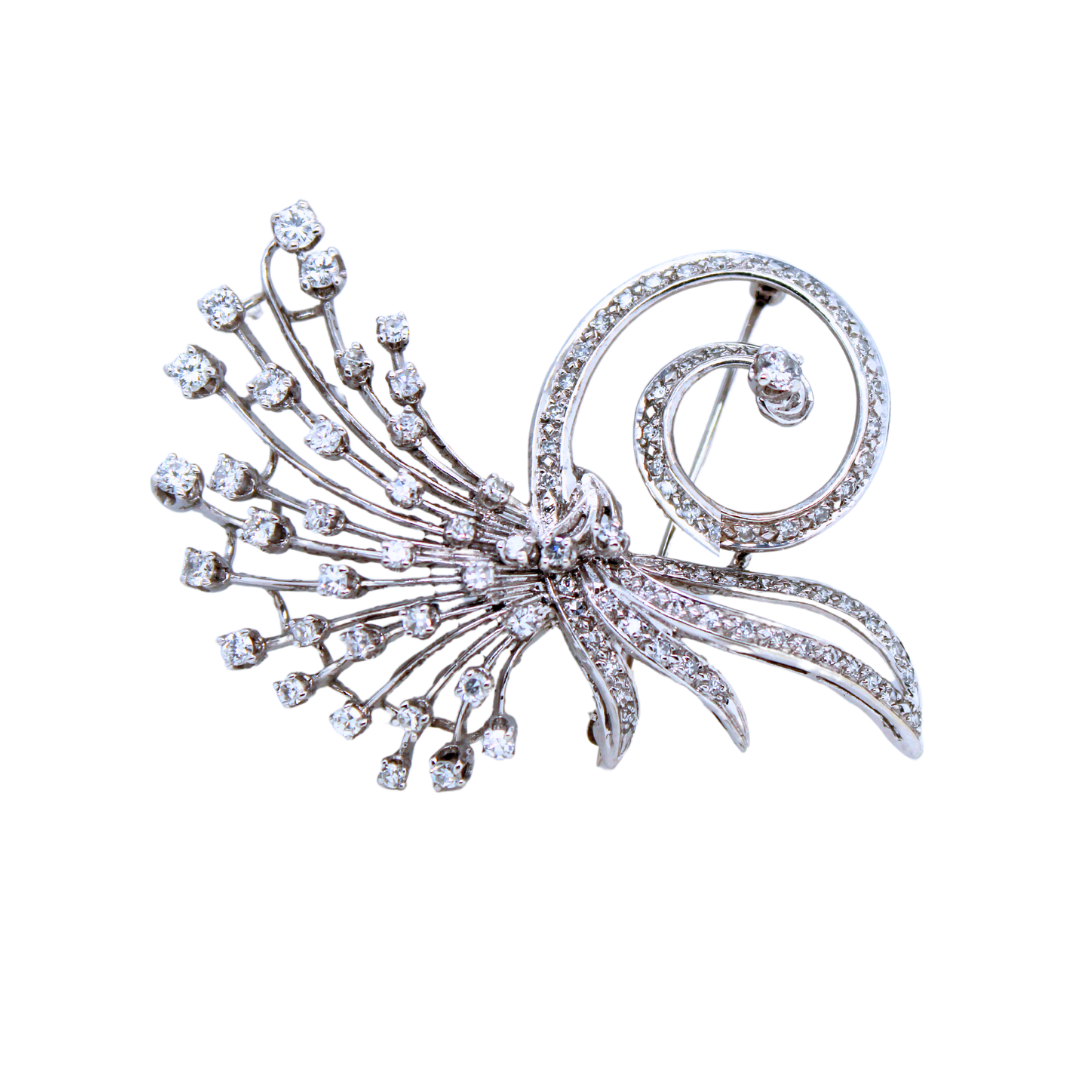 Vintage Platinum Spray Diamond Pin