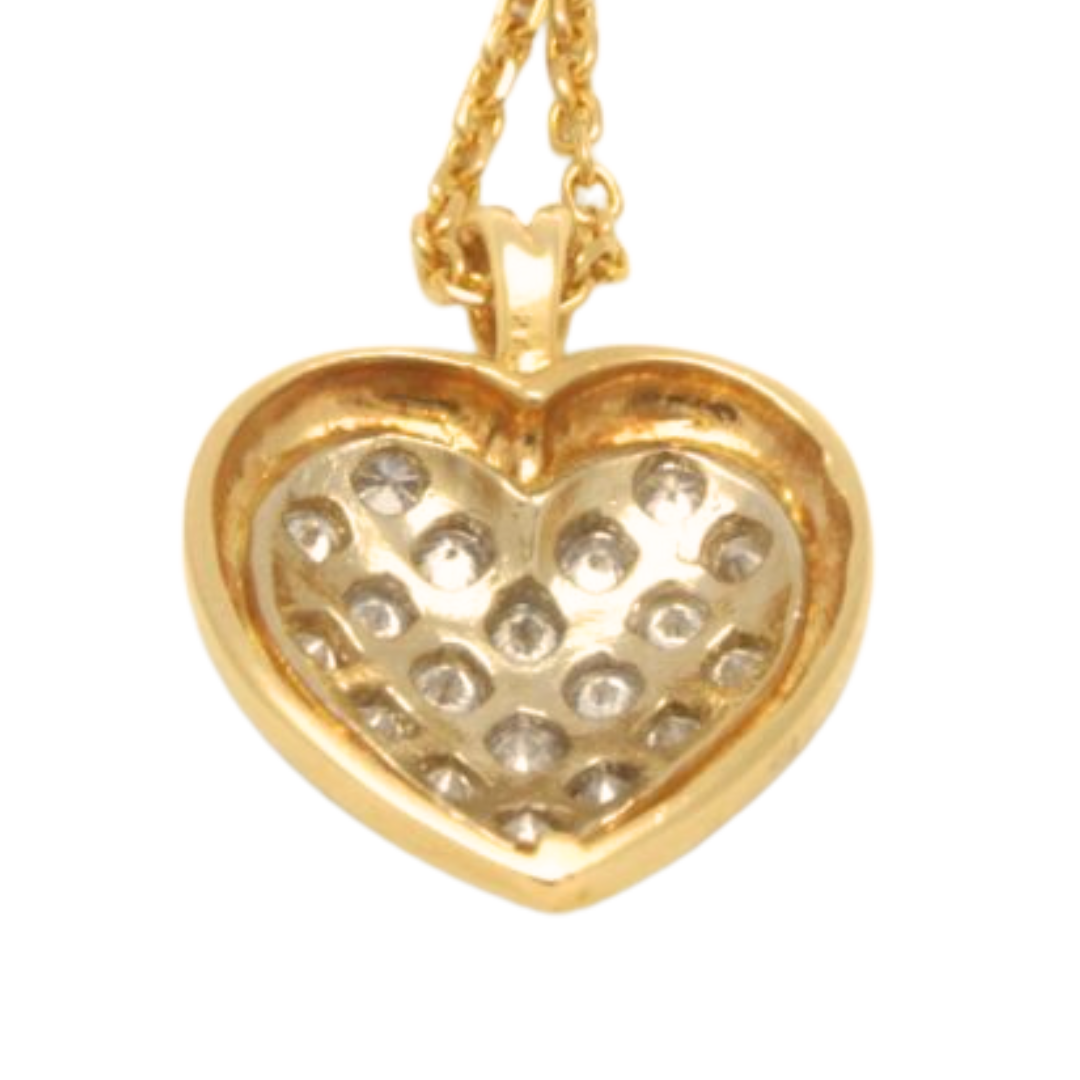 14K White & Yellow Gold Diamond Heart Pendant Necklace 1.00 cts