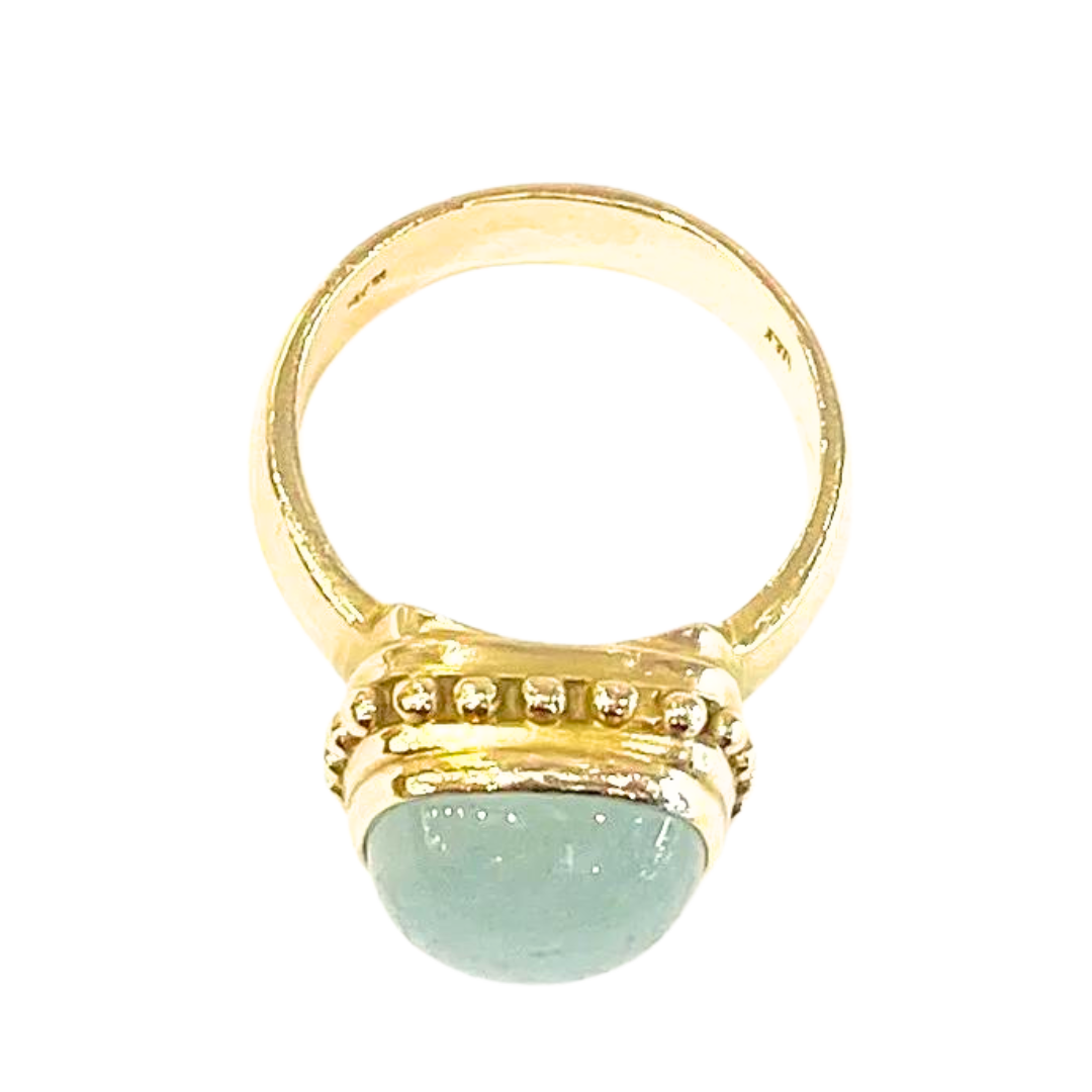 Chalcedony 14K Yellow Gold Fashion Ring 10.64 Grams